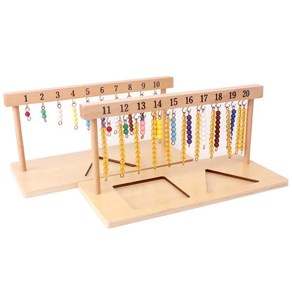 Montessori Teaching Math Toys Digitals Numbers 1-20 Hanger And Color Beads Stairs for Ten Board Preschool School Training Toys