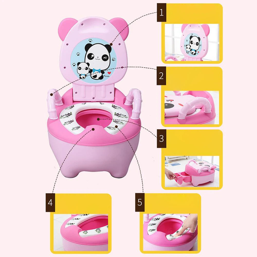 Baby Potty Training Toilet Seat Comfortable Backrest Cartoon Pots Portable Baby Pot For Children Potty Toilet Bedpan