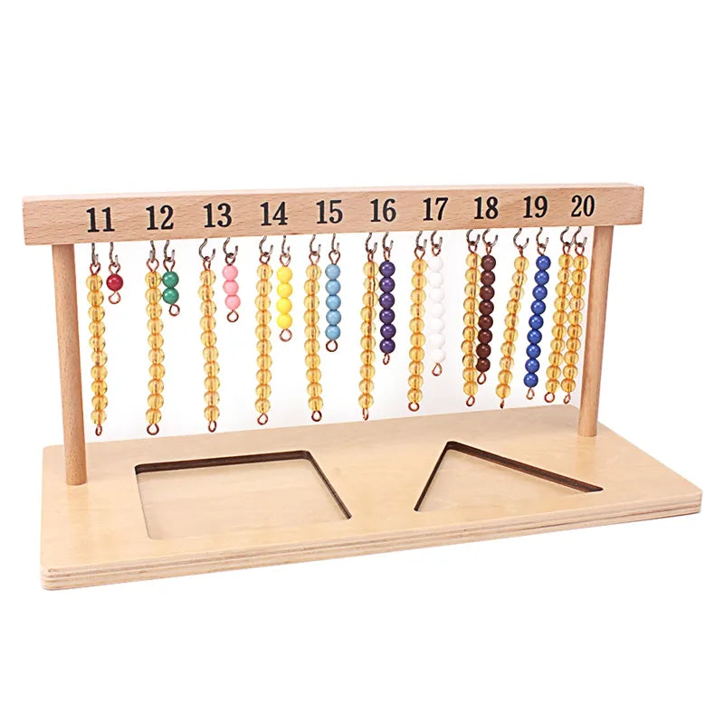 Montessori Teaching Math Toys Digitals Numbers 1-20 Hanger And Color Beads Stairs for Ten Board Preschool School Training Toys