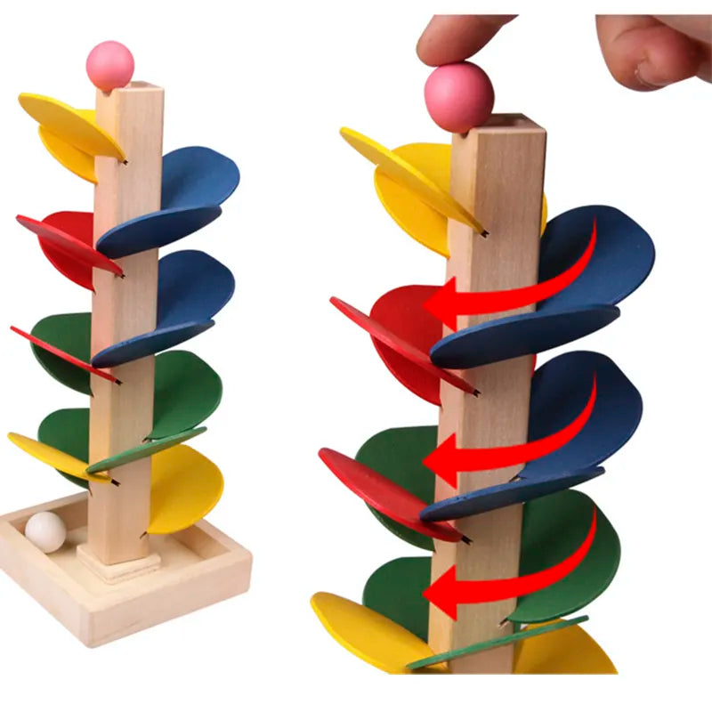 Colorful Tree Marble Ball Run Track Building Blocks Kids Wooden Toys Montessori Learning Educational Toys for Children Gifts