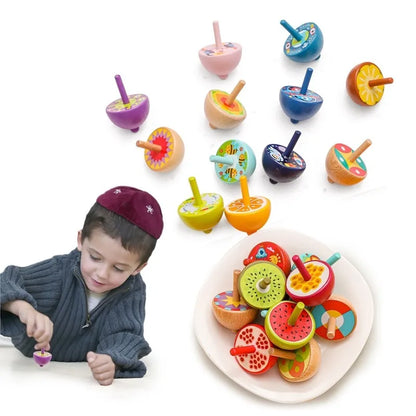 1Pc Colored Fruits Wooden Beyblade Infinity Nado Toy For Children Relief Stress Desktop Spinning Top Toys Kids Birthday Gifts