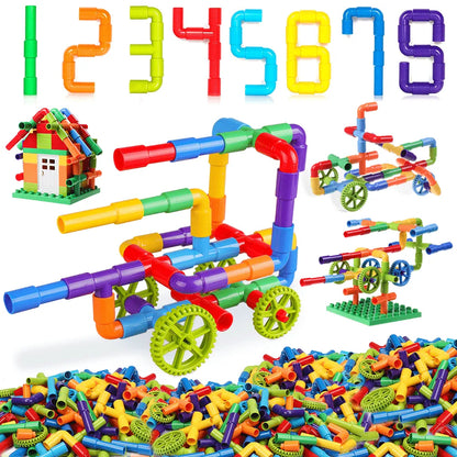 DIY Water Building Blocks Toys Montessori Water Pipe Building Blocks Toy Designer Children Construction Educational Toys Gift