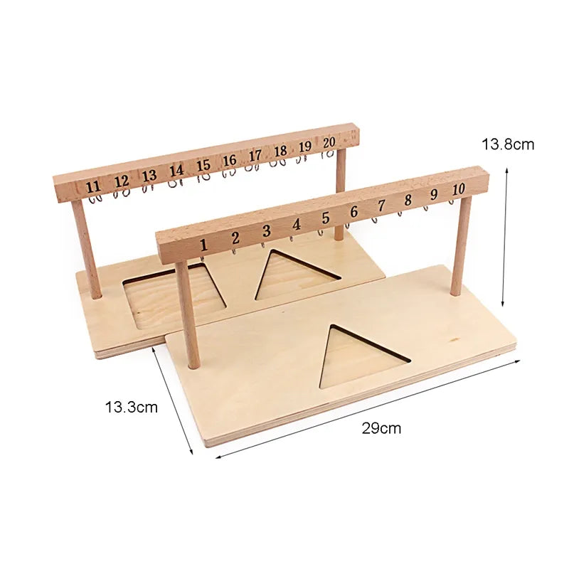 Montessori Teaching Math Toys Digitals Numbers 1-20 Hanger And Color Beads Stairs for Ten Board Preschool School Training Toys