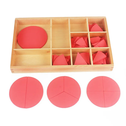 Baby Toy Montessori Cut-Out Labeled Fraction Circles 1-10 Teaching Aids Wood Board   Education Preschool Kids Brinquedos Juguete