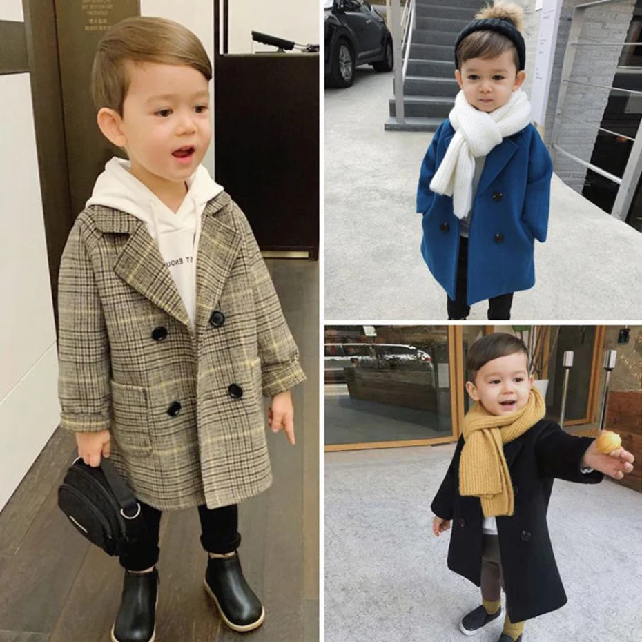 Boys Long Jacket Coat Plaid Pattern Boy Coat Casual Style Jacket Boy Spring Autumn Children's Clothes For Boys