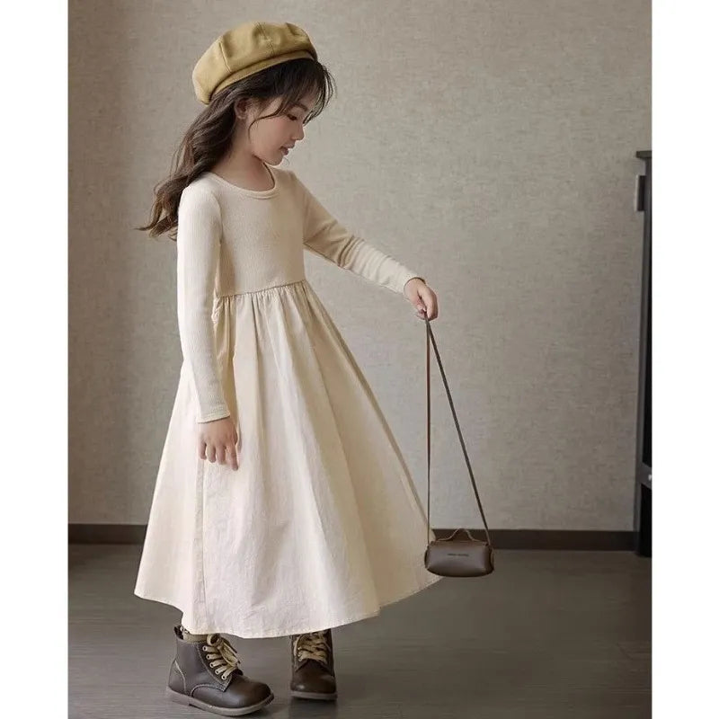 2023 New Girls Long Sleeve Dress Children Princess Dresses Baby Cotton Vestido Spring Autumn 3to10year