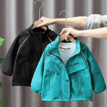 2023 Spring Autumn Fashion 2 3 4 6 8 10 12 Years Teenager Children Long Sleeve Hooded Zipper Outwear Coats Kids Baby Boy Jackets