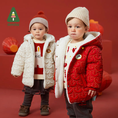 Amila Baby's Cotton-padded Jacket 2022 Winter New Boys and Girls Cold Proof Original Chinese Quilting Thread With Hooded Coat