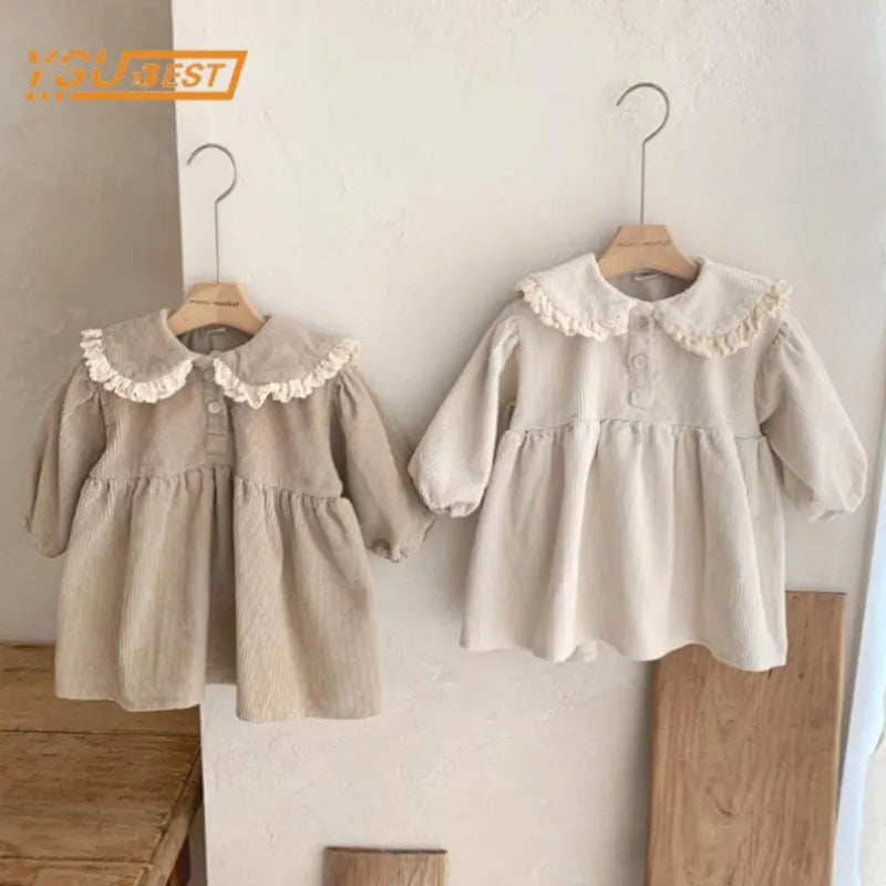 Autumn Kids Baby Girls Dress Infant Baby Girls Long Sleeve Corduroy Dress Casual Baby Girls Dress Children Clothes