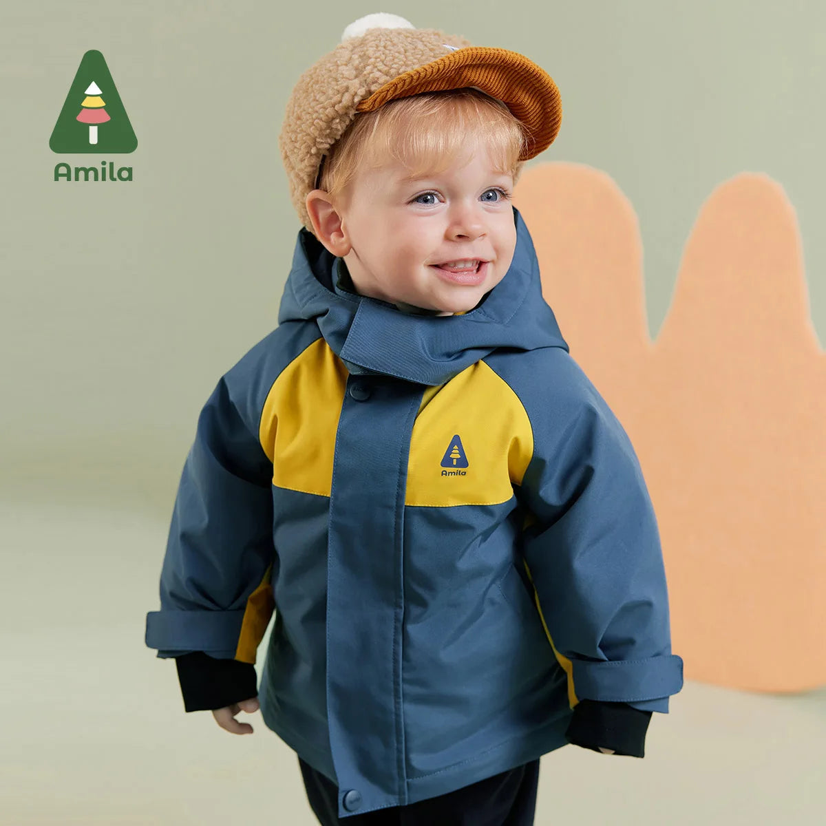 Amila Baby Boy Coat 2023 Winter New Multicolour Hooded Fashion Slight waterproofing antifouling Oil proof  Baby Clothing