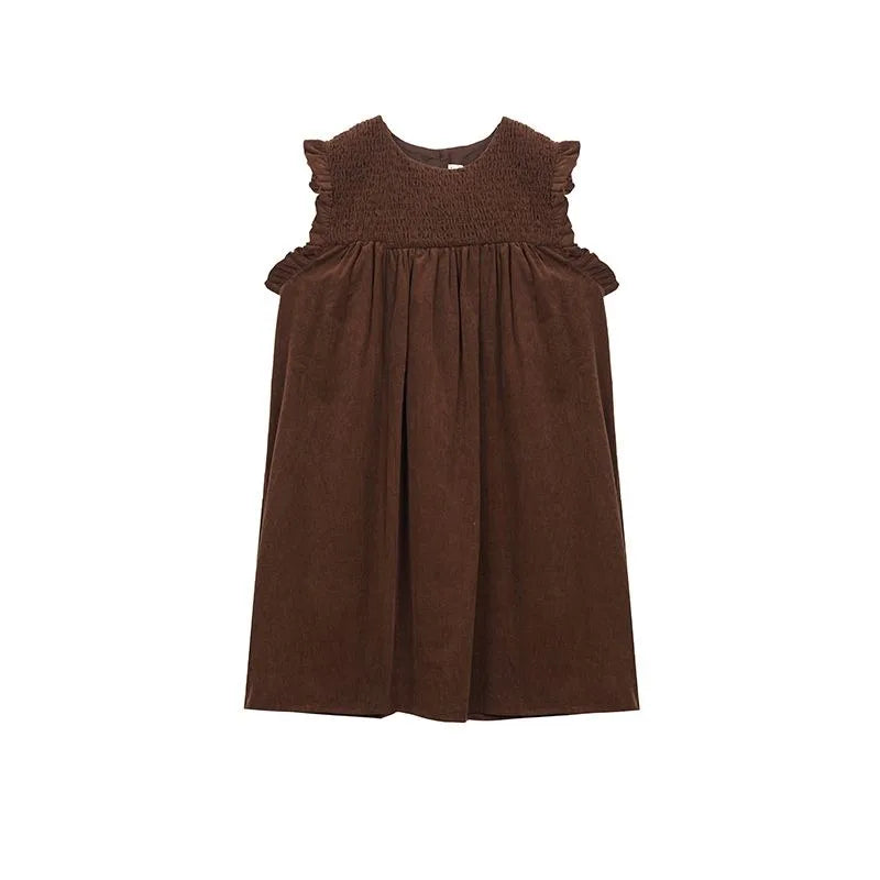 Children Clothing Girls Dress 2023 New Autumn Corduroy Dress Korean Style Girls Baby Casual Simple Princess Sweet Sundress