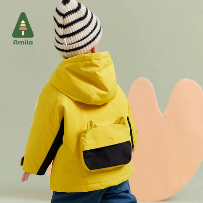 Amila Baby Boy Coat 2023 Winter New Multicolour Hooded Fashion Slight waterproofing antifouling Oil proof  Baby Clothing