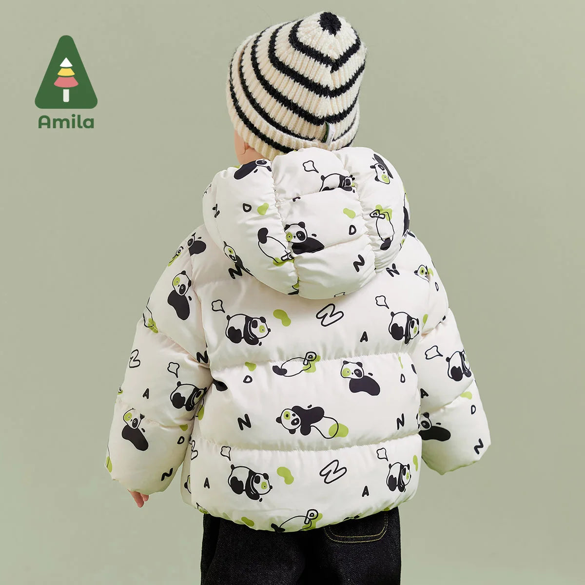 Amila Baby Boy Down Jacket 2023 Winter New Multicolour Slight waterproofing antifouling Oil proof Hooded   Baby Clothing