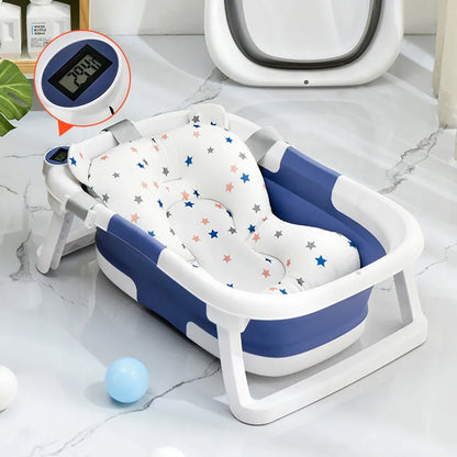 Folding Baby Bath Tub Portable Baby Shower Tubs With Temperature Sensing  Non-slip Cushion Newborn Bathtub Safe Kids Bathtub New