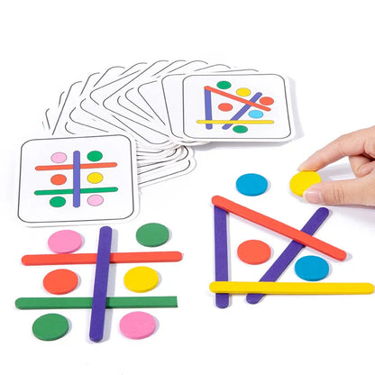 Children's Rainbow Stick Thinking Puzzle Wooden DIY Ice Cream Stick Puzzle Challenge Table Games Montessori Educational Toys