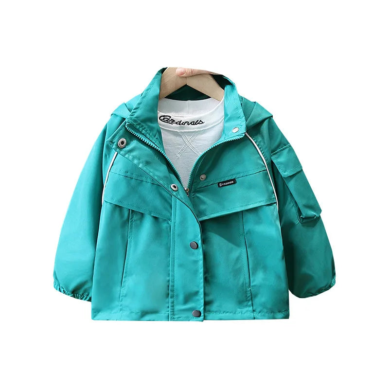 2023 Spring Autumn Fashion 2 3 4 6 8 10 12 Years Teenager Children Long Sleeve Hooded Zipper Outwear Coats Kids Baby Boy Jackets