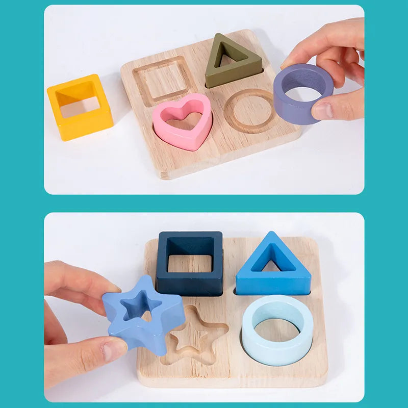 Montessori Baby Puzzles Silicone Toys Geometric Shape Jigsaw Board Matching Games Educational Learning Toys Food Grade Silicone