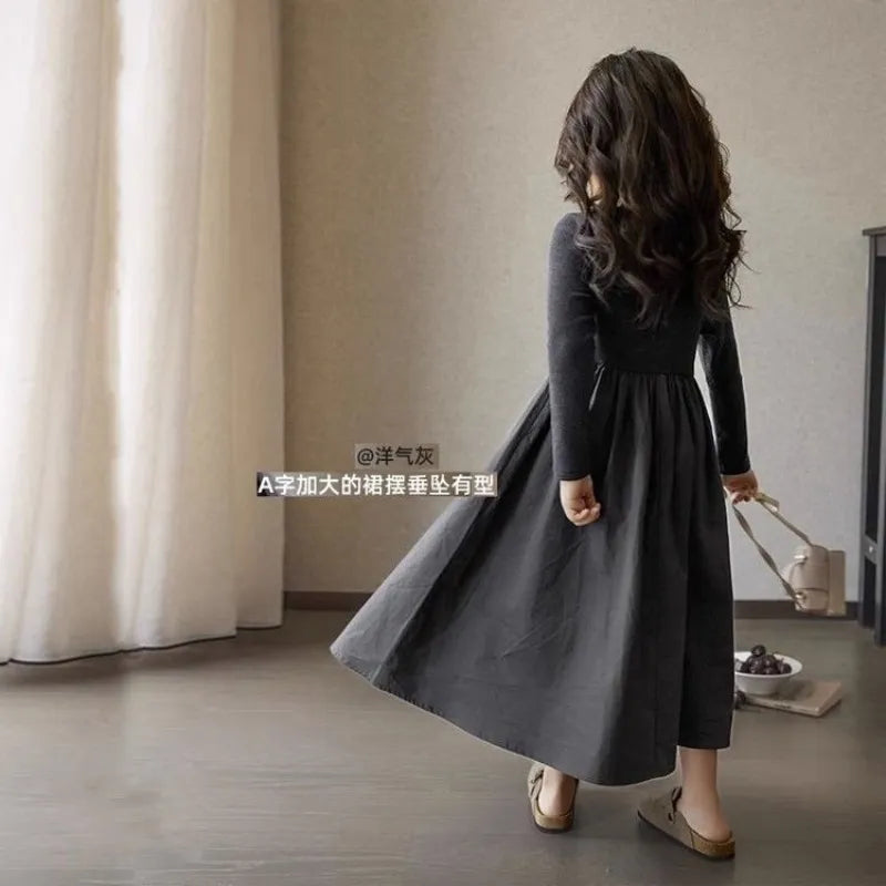 2023 New Girls Long Sleeve Dress Children Princess Dresses Baby Cotton Vestido Spring Autumn 3to10year