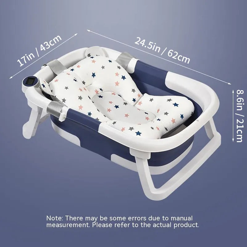 Folding Baby Bath Tub Portable Baby Shower Tubs With Temperature Sensing  Non-slip Cushion Newborn Bathtub Safe Kids Bathtub New