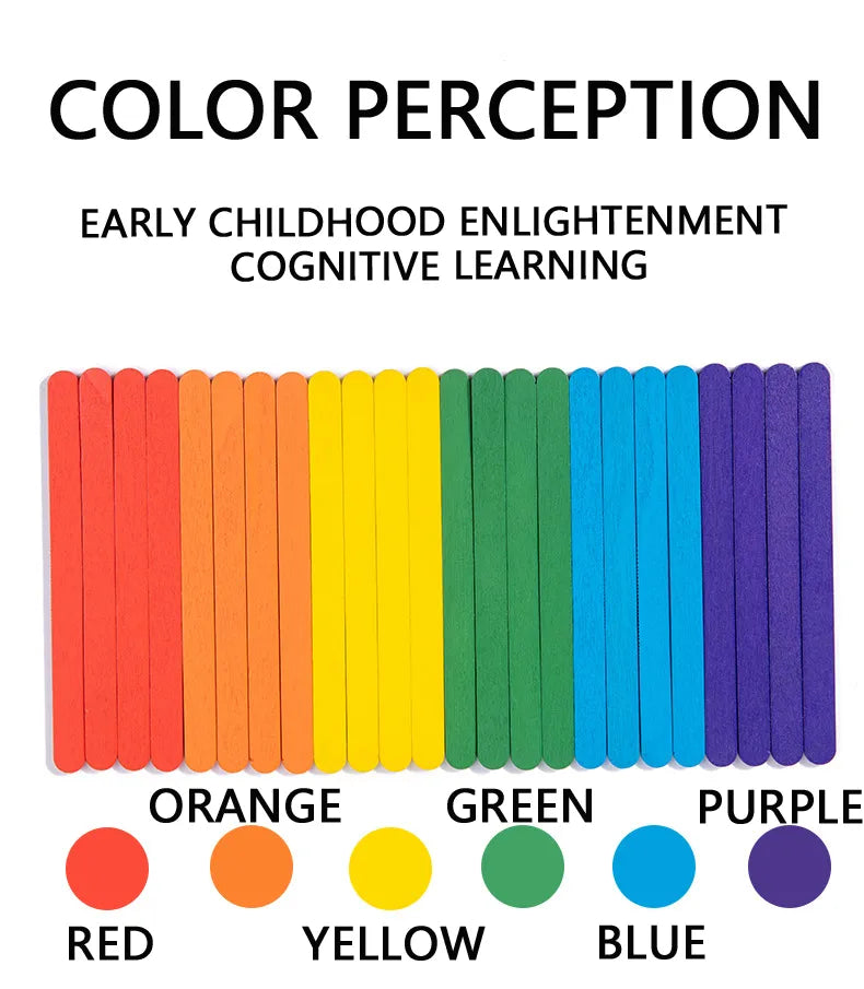 Children's Rainbow Stick Thinking Puzzle Wooden DIY Ice Cream Stick Puzzle Challenge Table Games Montessori Educational Toys