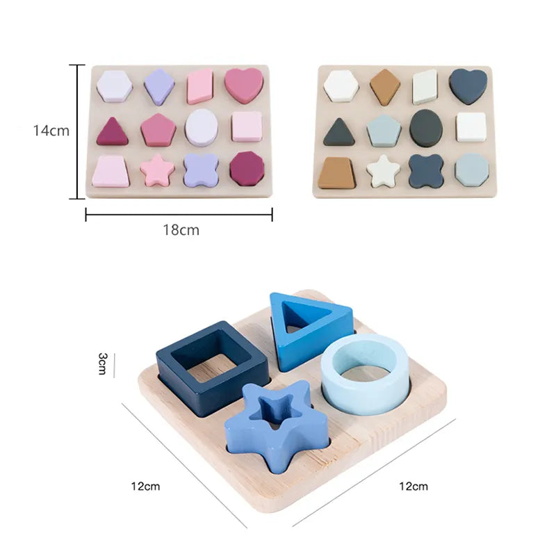 Montessori Baby Puzzles Silicone Toys Geometric Shape Jigsaw Board Matching Games Educational Learning Toys Food Grade Silicone