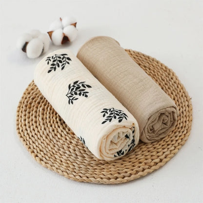 2 PCs New Design Baby Blanket Soft Cotton Muslin Newborn Swaddle Wrap Receiving Blanket Quick Dry Bath Towel Baby Stroller Cover