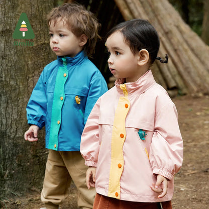 Amila Baby Coat 2023 Autumn New Warm And Windproof Colorful Printing Stand Up Collar Girls And Boys  Outerwear Kid's Clothes