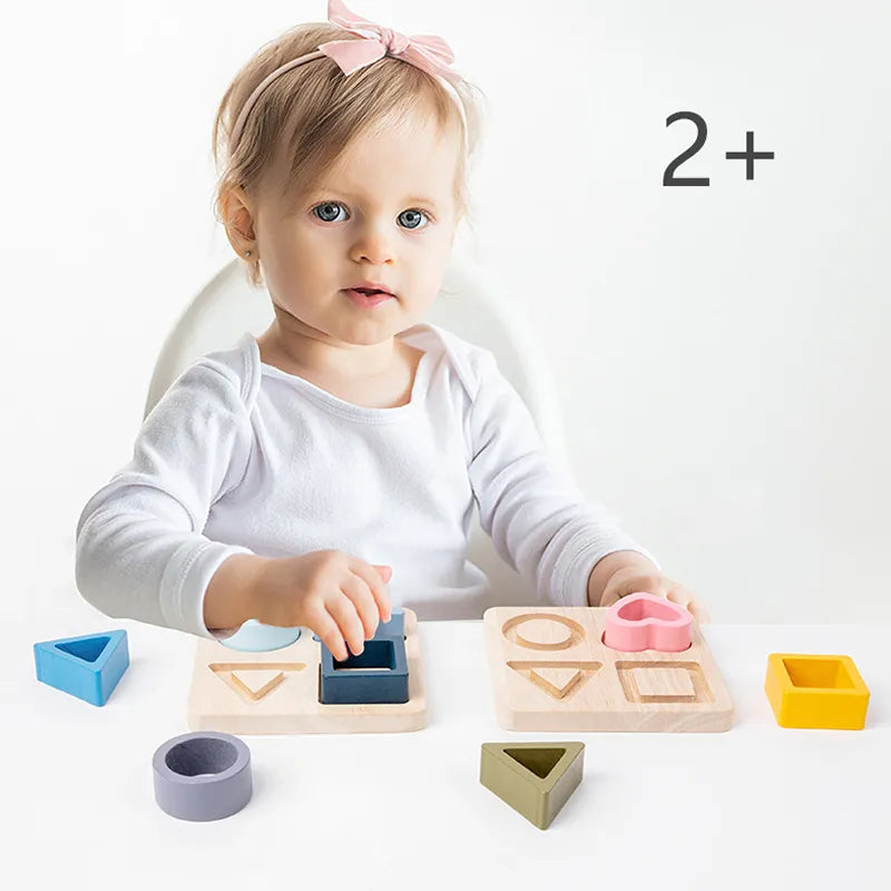 Montessori Baby Puzzles Silicone Toys Geometric Shape Jigsaw Board Matching Games Educational Learning Toys Food Grade Silicone