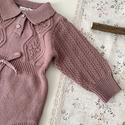 Autumn Spring Baby Girl Clothing Newborn Baby Girls Bodysuits Long Sleeved Solid Color Knitting Korean Style Climbing Suit