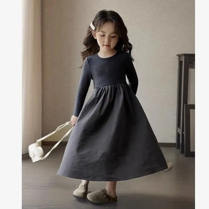 2023 New Girls Long Sleeve Dress Children Princess Dresses Baby Cotton Vestido Spring Autumn 3to10year