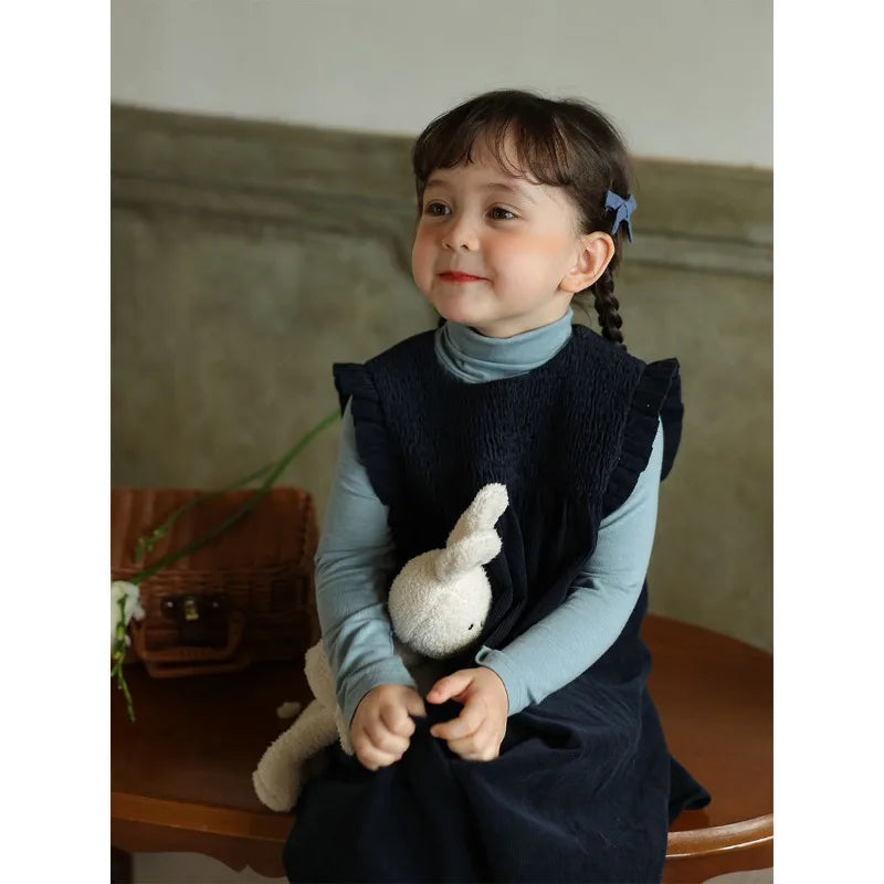 Children Clothing Girls Dress 2023 New Autumn Corduroy Dress Korean Style Girls Baby Casual Simple Princess Sweet Sundress