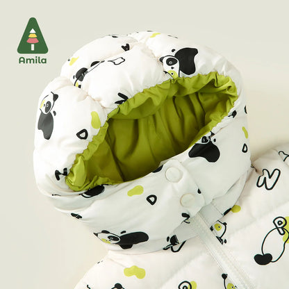 Amila Baby Boy Down Jacket 2023 Winter New Multicolour Slight waterproofing antifouling Oil proof Hooded   Baby Clothing