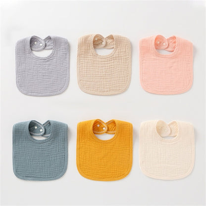 1pc Solid Colour Cotton Gauze Baby Bibs Ruffle Lace Infant Newborn Feeding Burp Cloth Saliva Towel Adjustable Bandana Drool Bibs