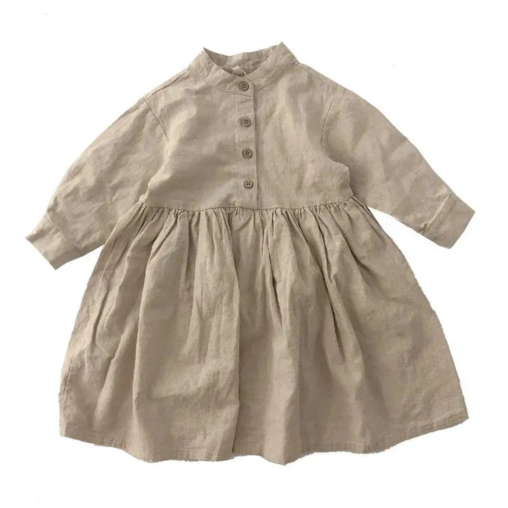 4-14 Years Girls Cotton Long Sleeve Dress Children Button Up Casual Shirt Dresses for Girls Toddler Fall Outfits Clothing 6 8 9